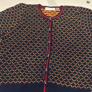 The Blue Line by Dia Nutcracker Multicolor Patterned Cardigan